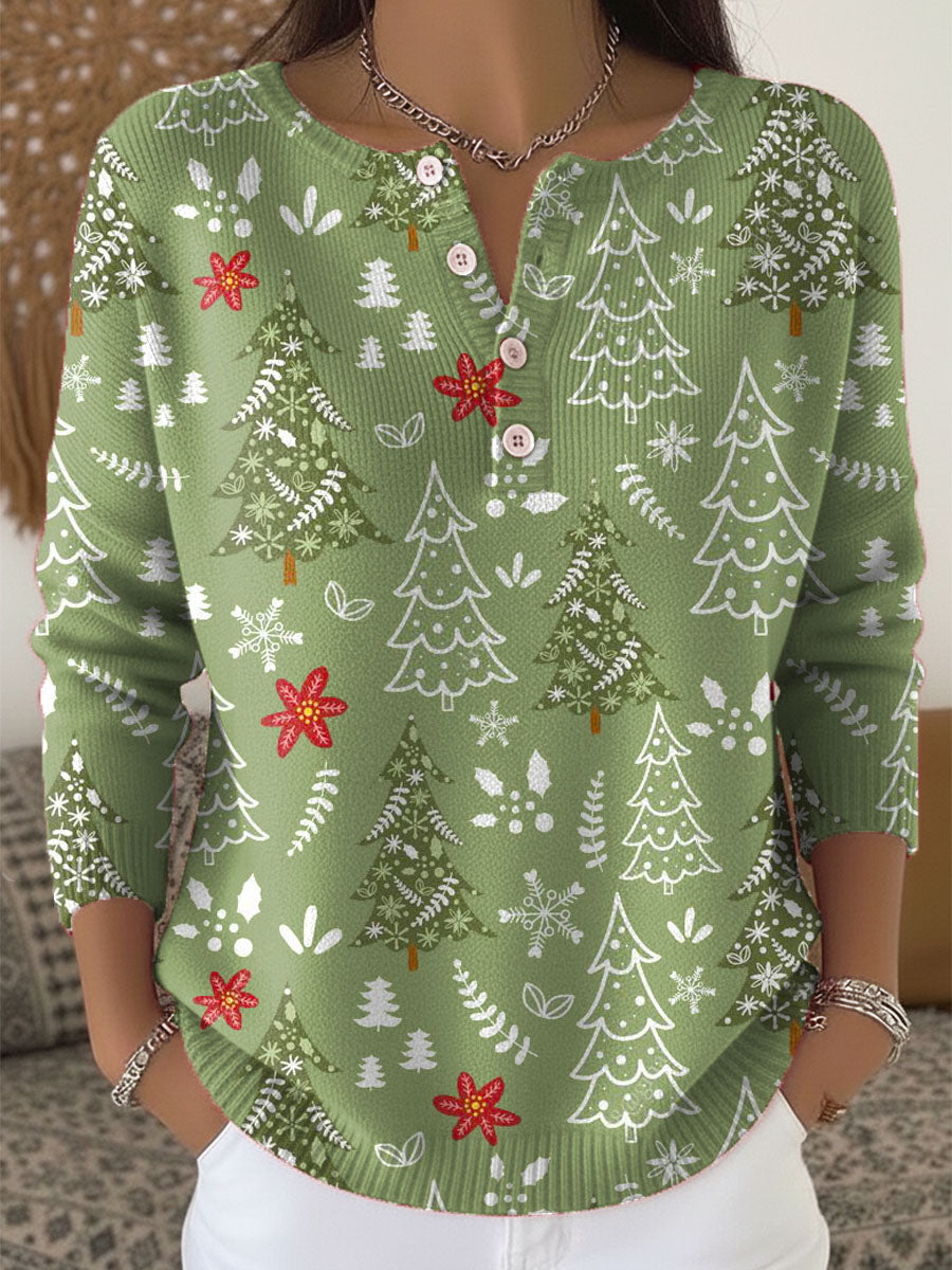 Women's Christmas Sweater with Buttons