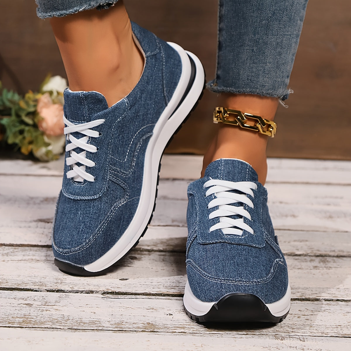 Women's Orthopedic Sneakers with Denim Fabric