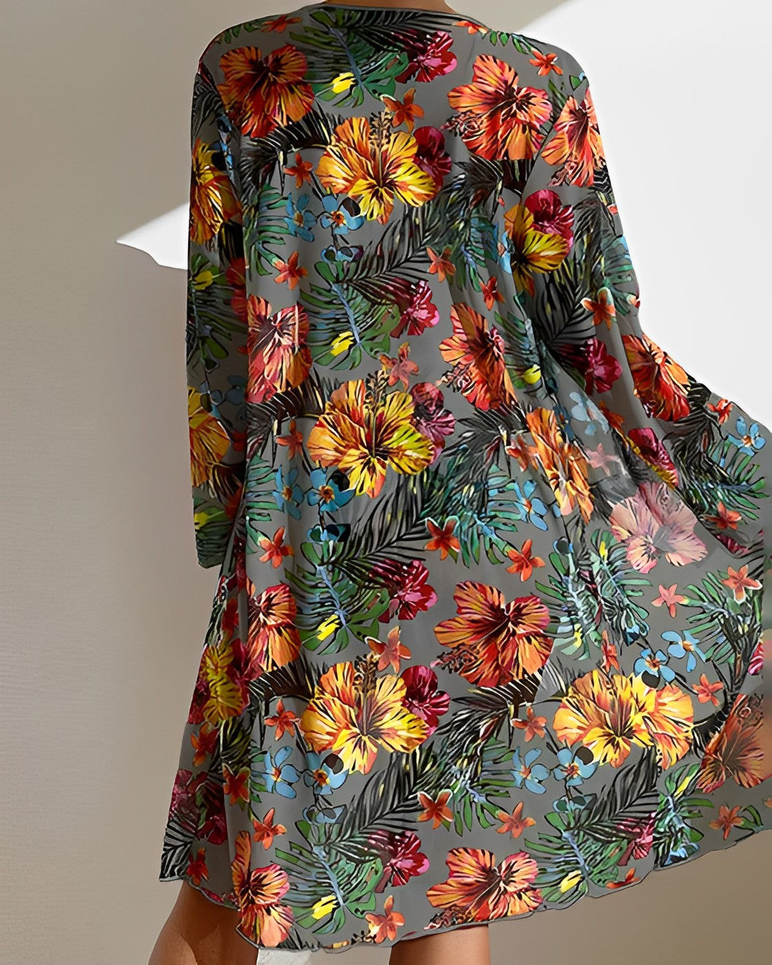 Women's Tropical Print Bikini Set with Cover-Up