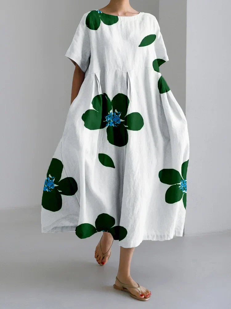 Women's Long Summer Dress with Vibrant Flowers and Soft Comfort for Sunny Days
