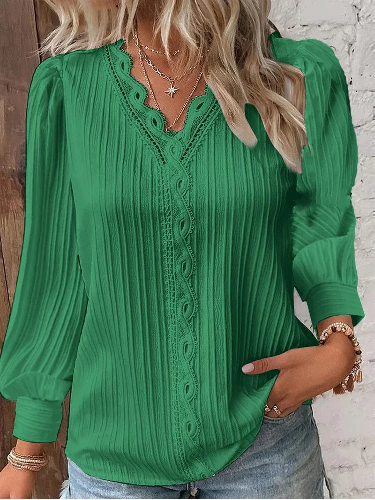 Women's Blouse with Chiffon and Lace Details