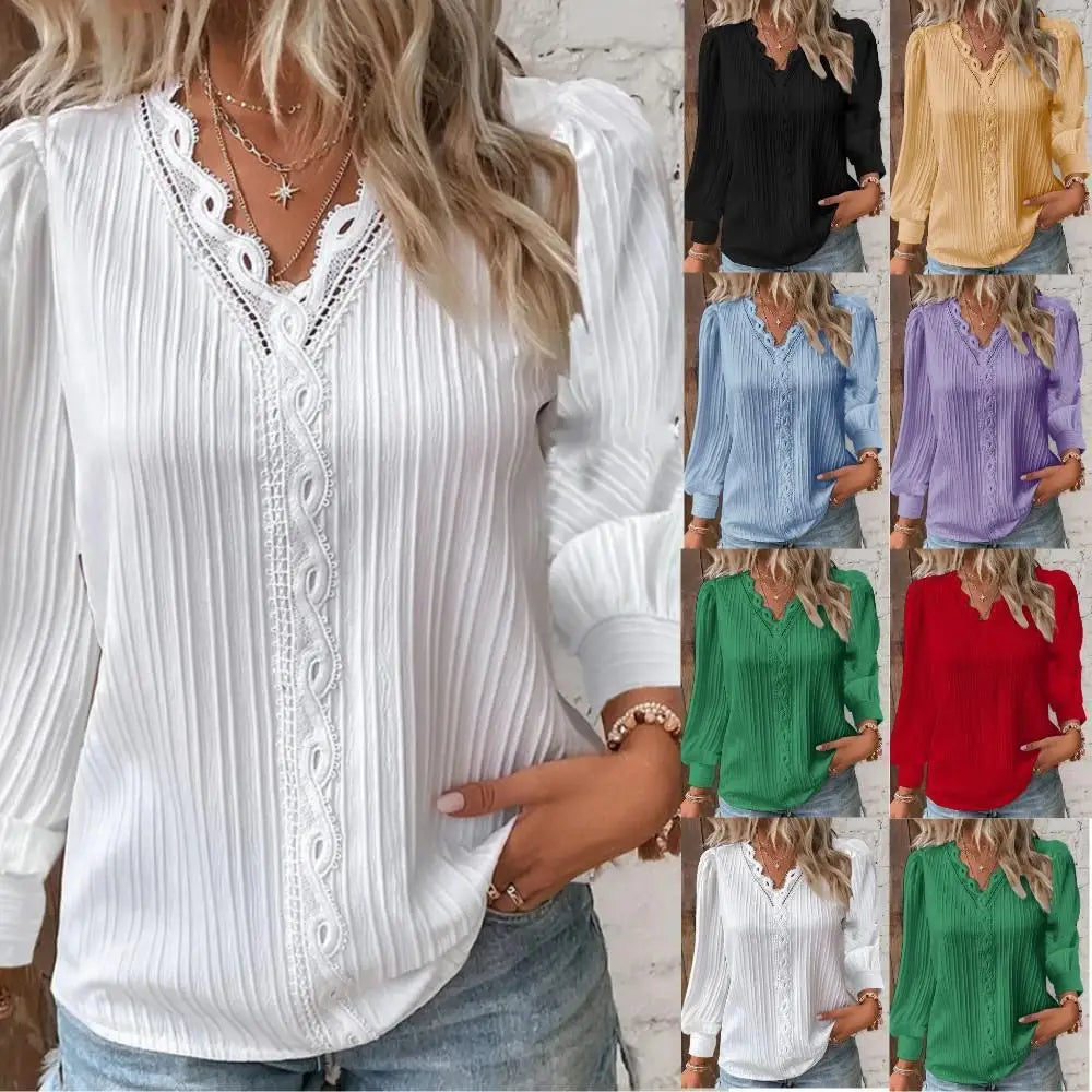 Women's Blouse with Chiffon and Lace Details