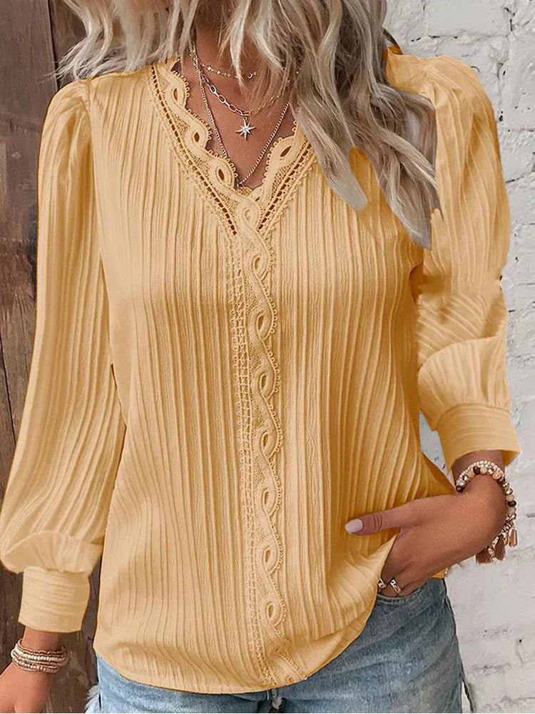 Women's Blouse with Chiffon and Lace Details