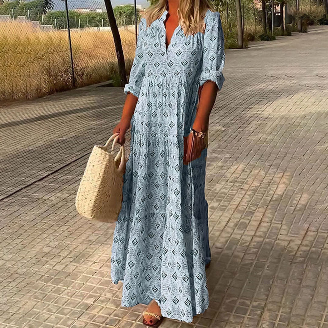 Women's Long Sleeve Dress with Boho Print