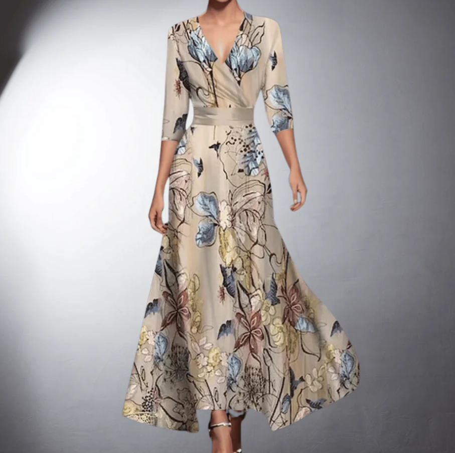 Women's Elegant Maxi Dress with Floral Pattern