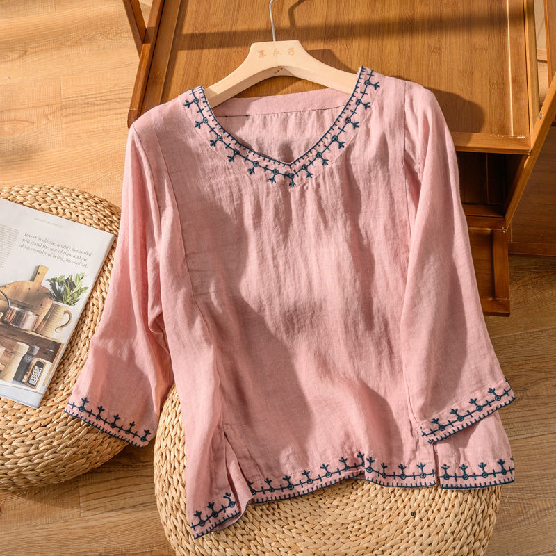 Women's Pattern V-Neck Blouse