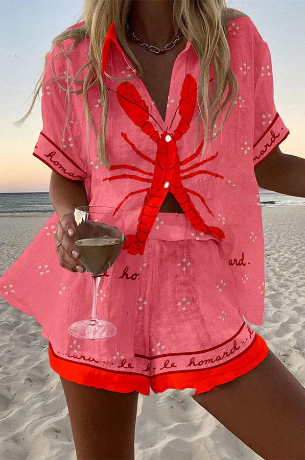 Women's Short Pink Suit Set