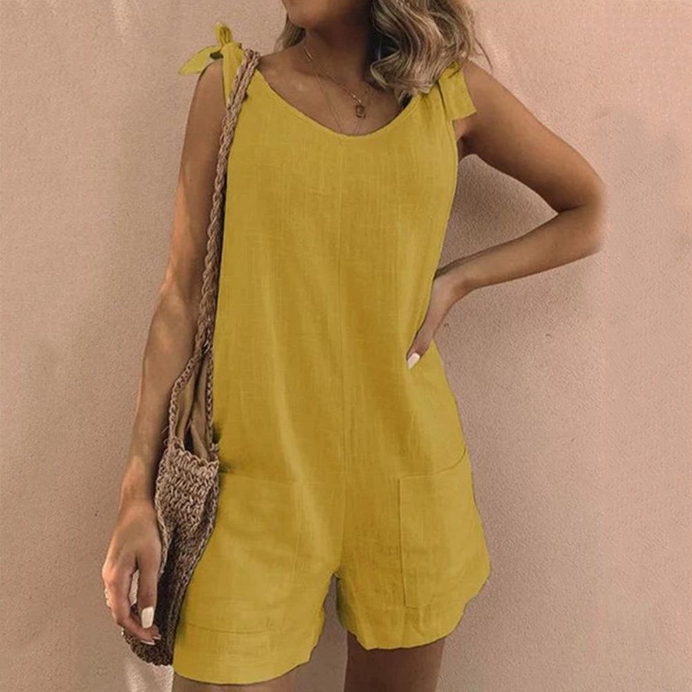 Women's Bow Strap Pocket Playsuit