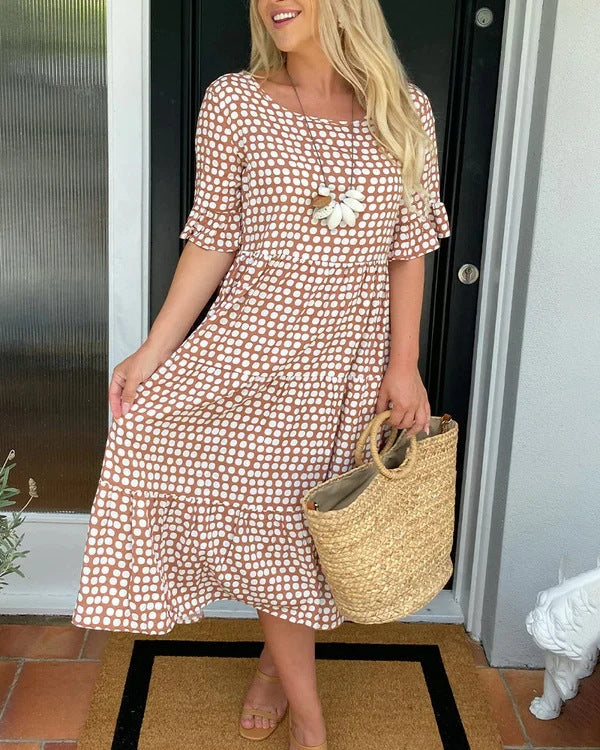Women's Relaxed Midi Dress With Dots