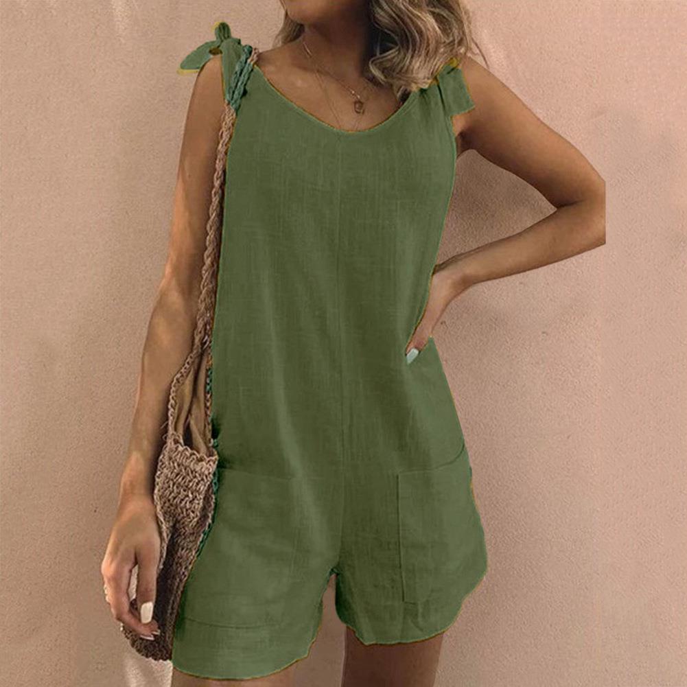 Women's Bow Strap Pocket Playsuit