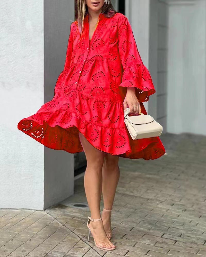 Women's Pattern Tiered Mini Dress