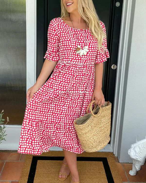 Women's Relaxed Midi Dress With Dots