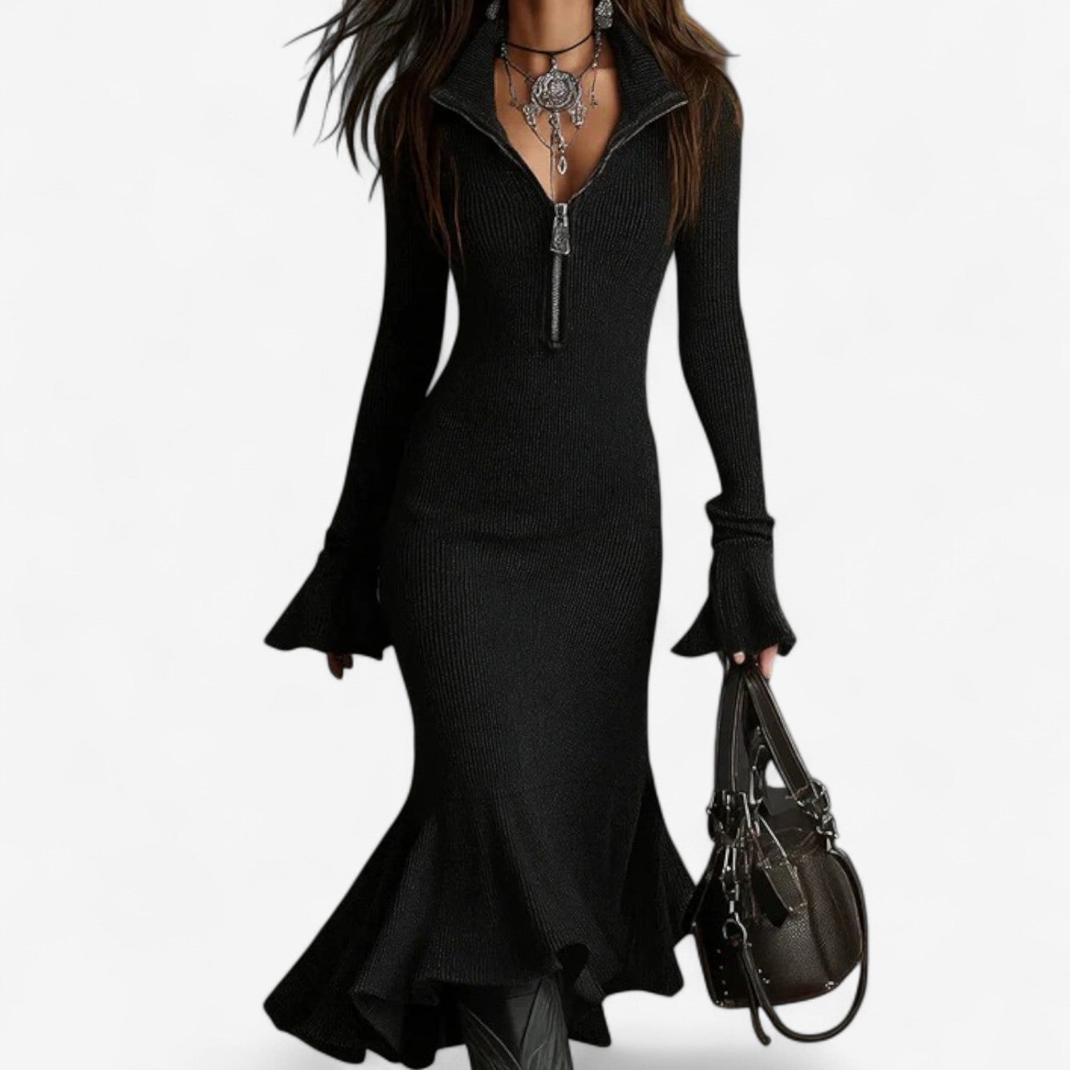 Women's Collar Zip Dress