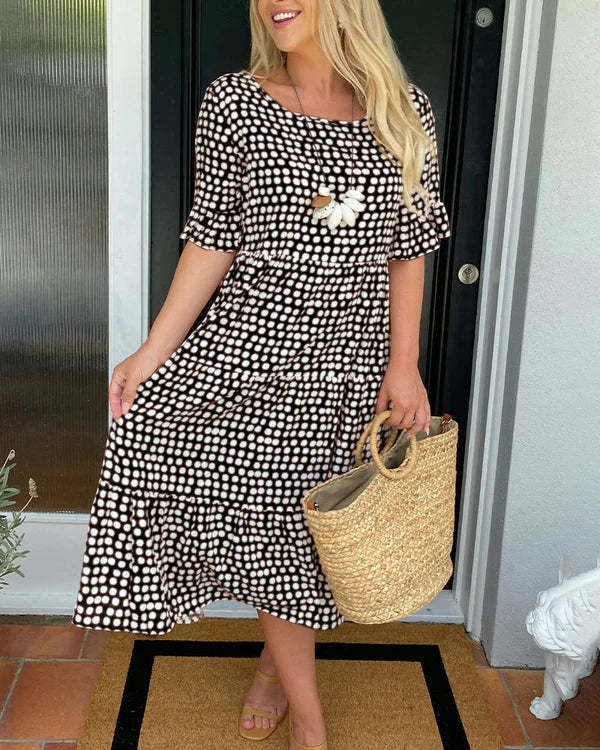 Women's Relaxed Midi Dress With Dots