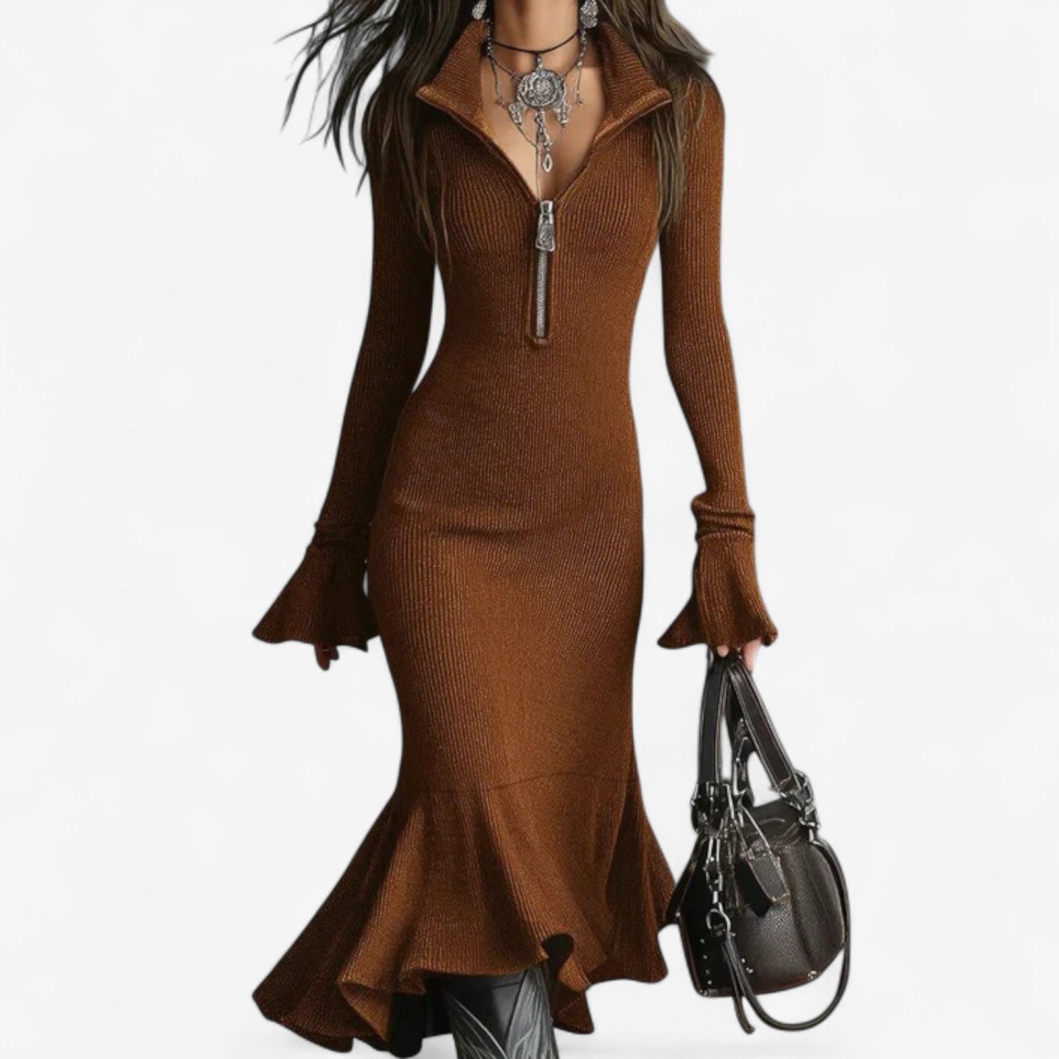 Women's Collar Zip Dress
