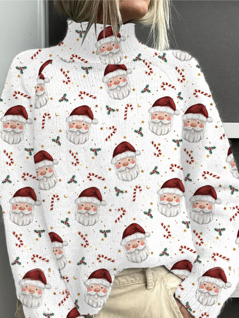 Women's Christmas Sweater with Santa Print