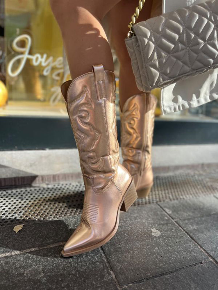 Women's Elegant Metallic Cowboy Boots
