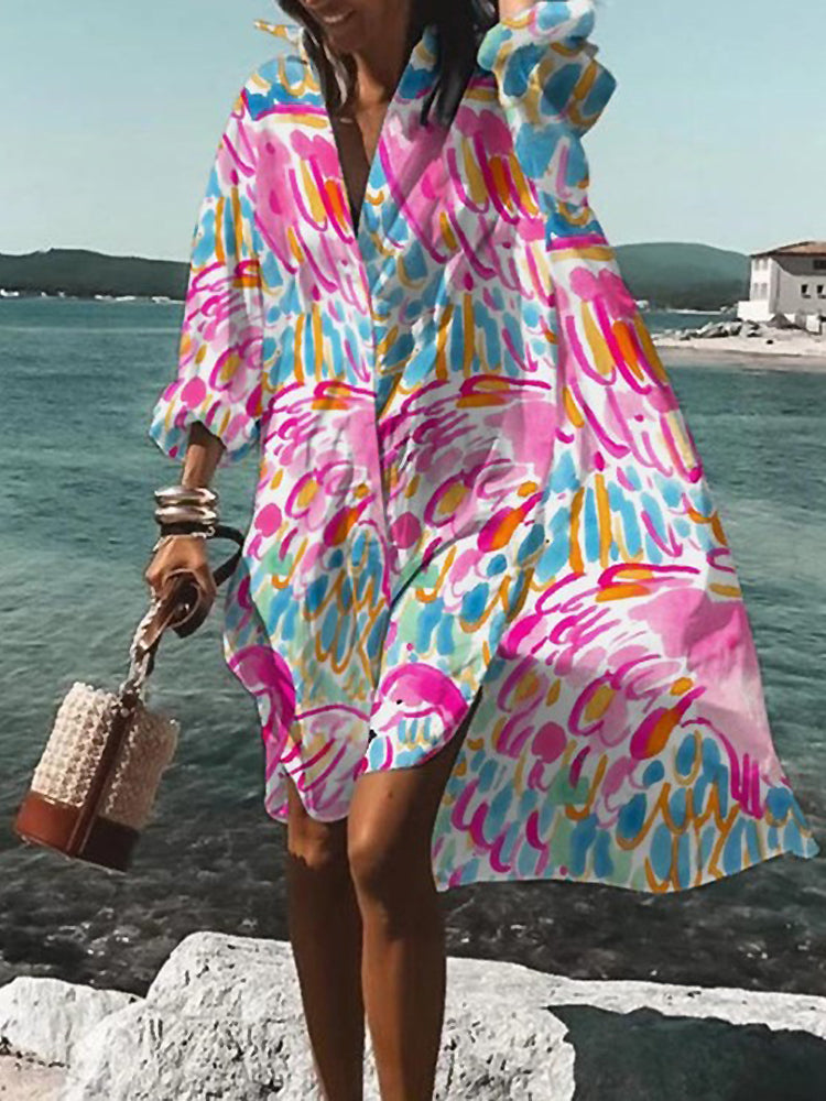 Women's Summer Midi Shirt Dress