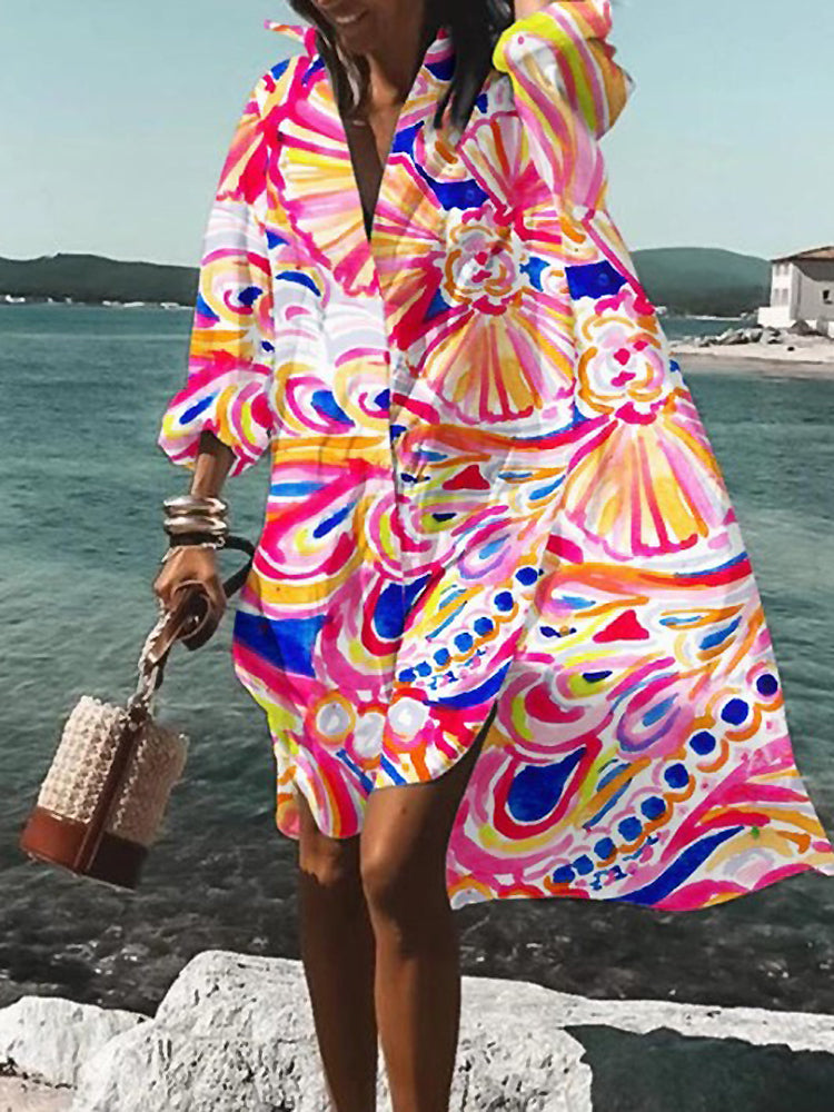 Women's Summer Midi Shirt Dress