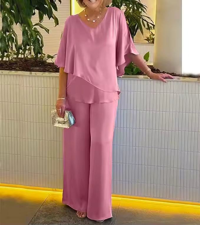 Women's Two-Piece Set with Elegant Flair