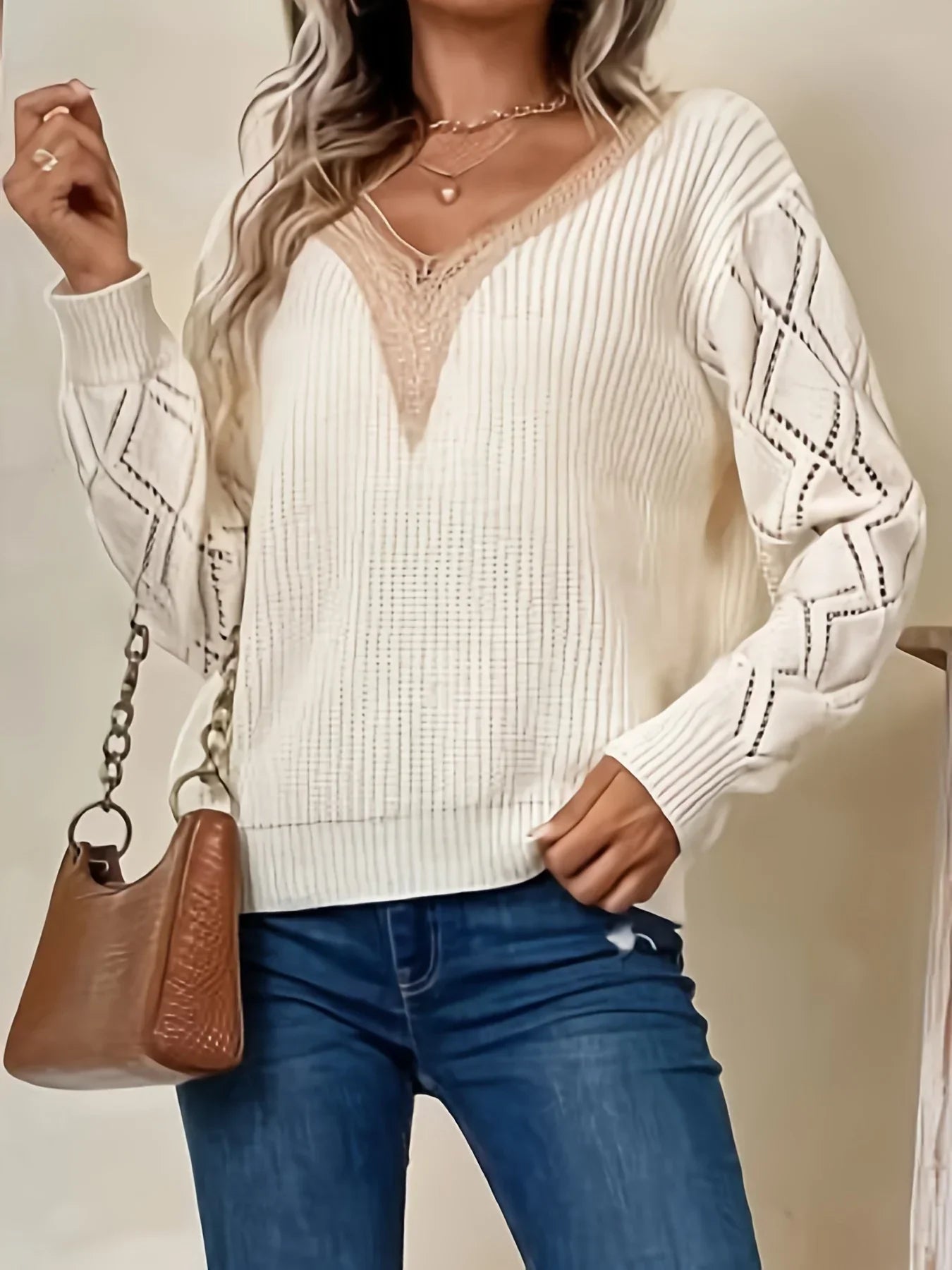 Women's Solid V Neck Sweater