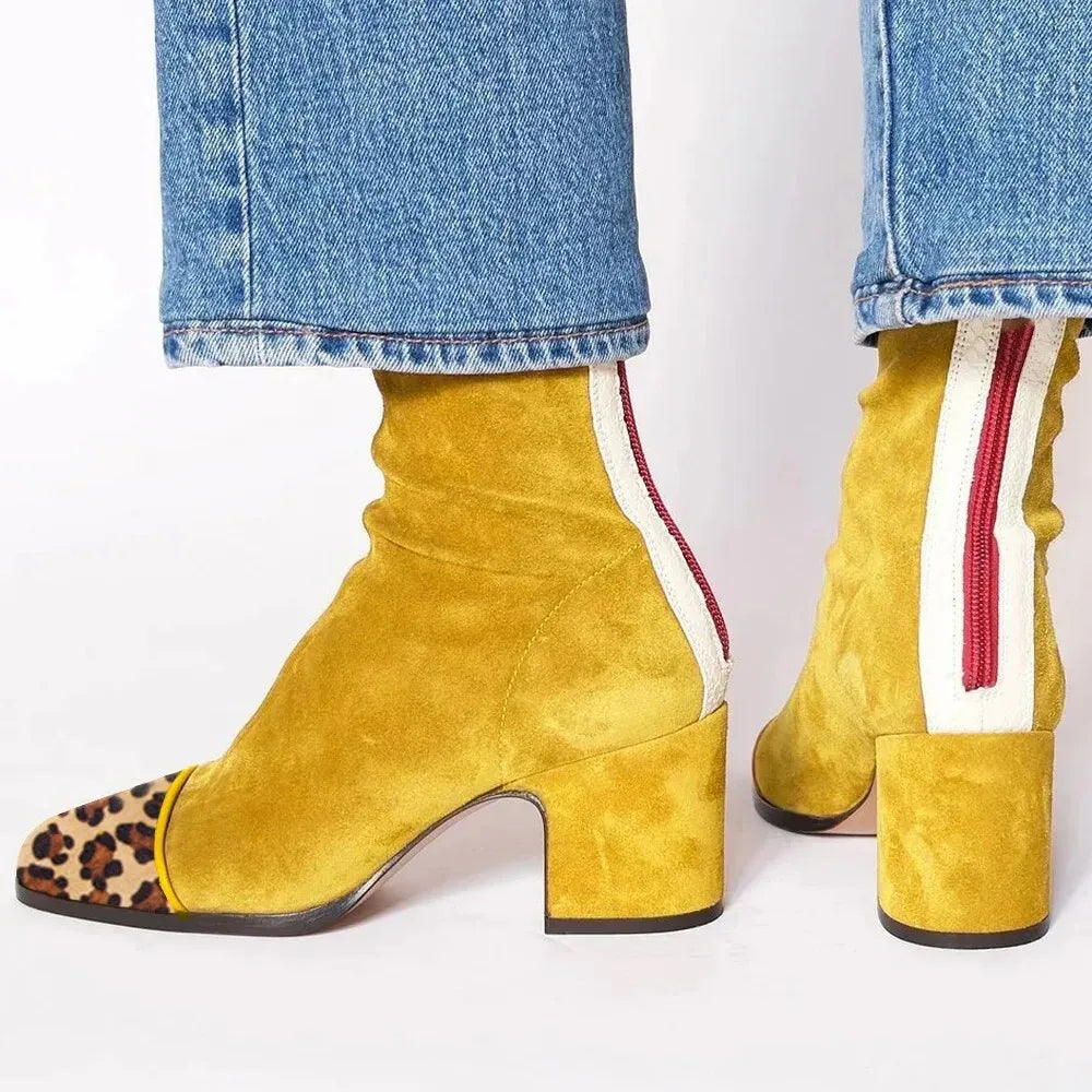 Women's Square toe heeled boots