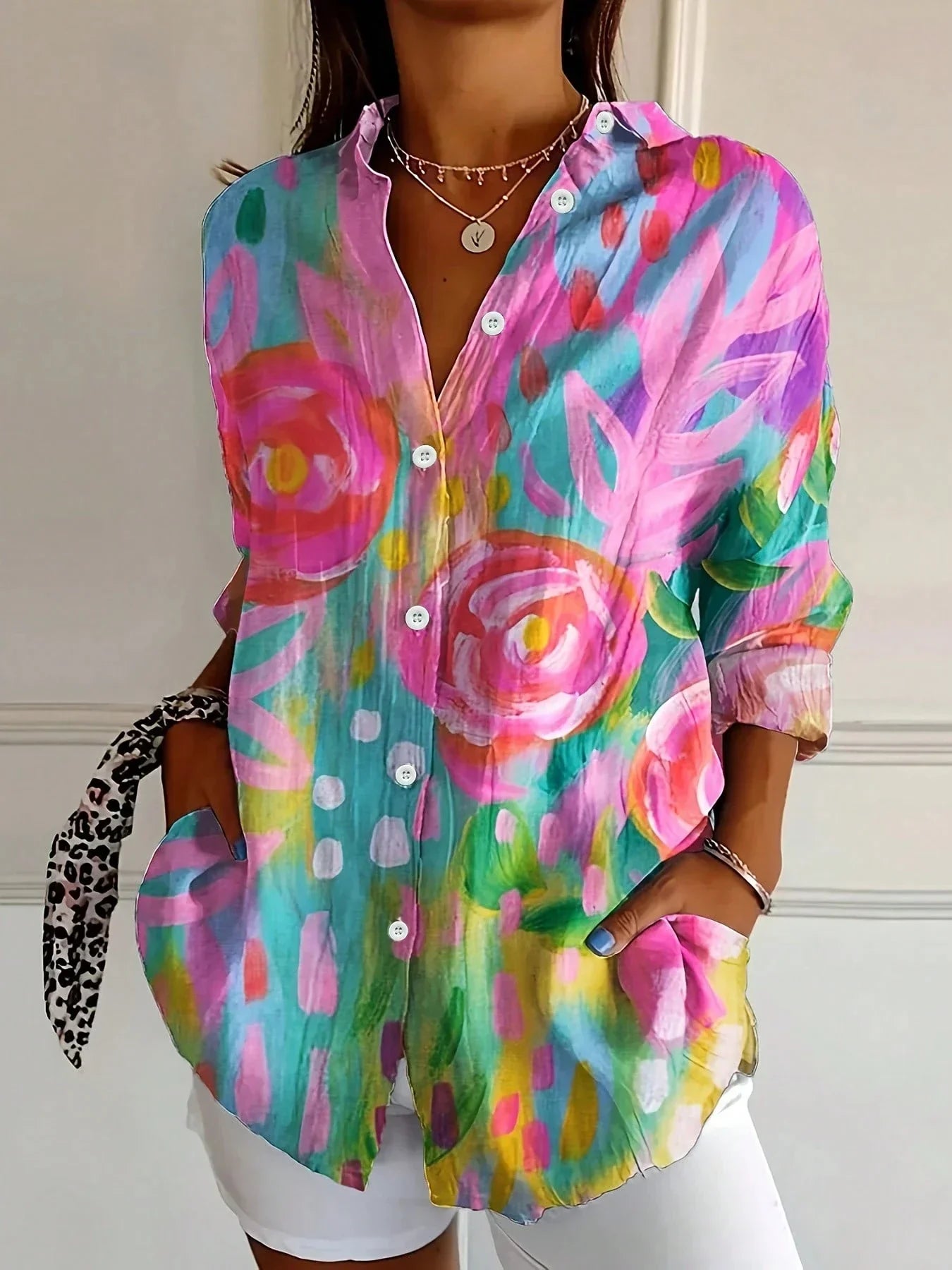 Women's Colorful Blouse with Playful Print