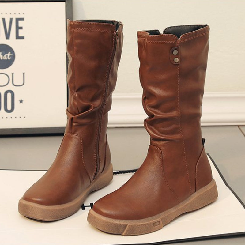 Women's Waterproof Vegan Leather Boots with Zipper