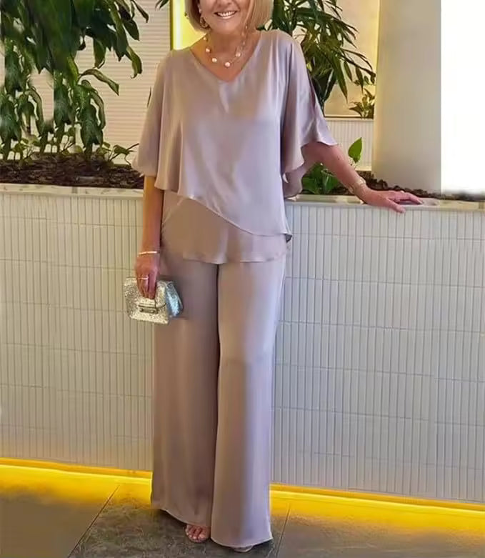 Women's Two-Piece Set with Elegant Flair