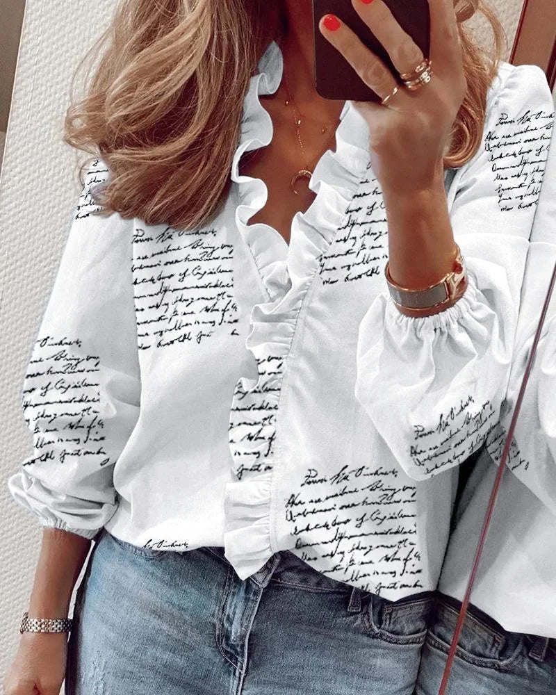 Women's Feminine Blouse with Playful Ruffles