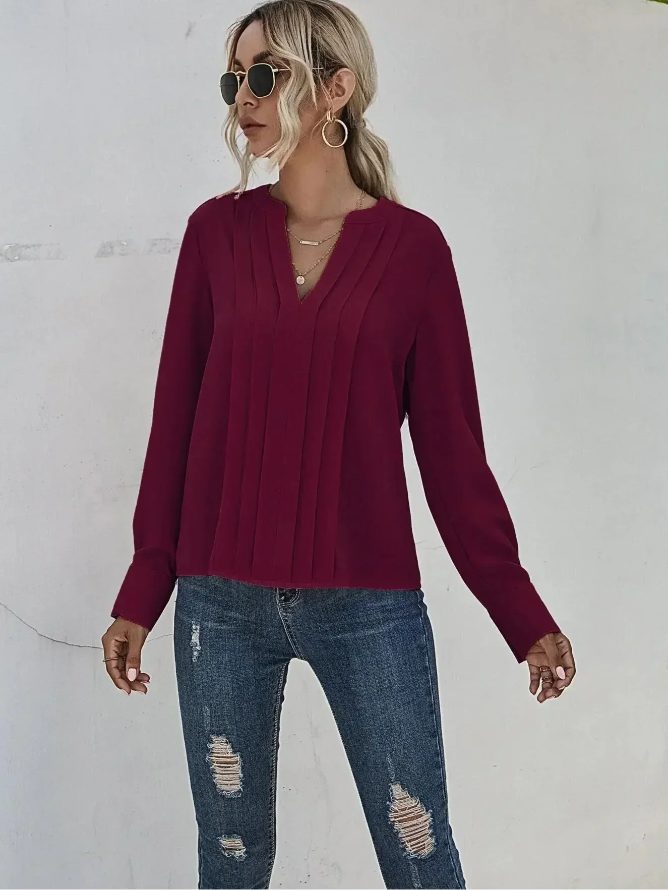 Women's Elegant Pleated Blouse