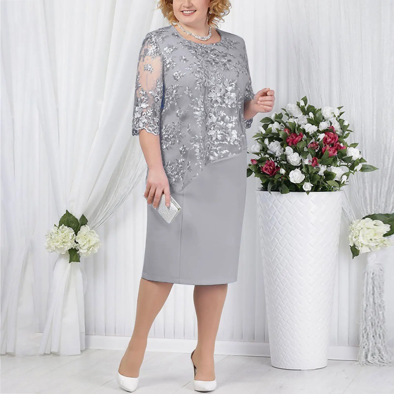 Women's Short Sleeve Midi Dress