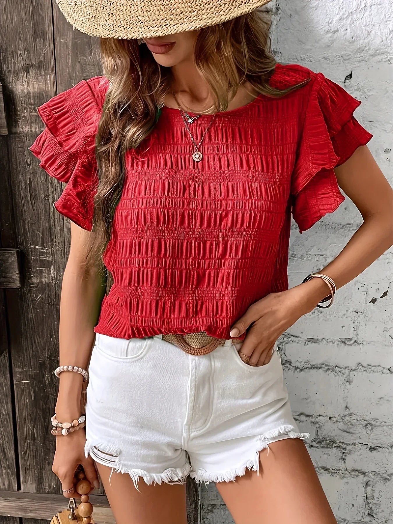 Women's Light & Breezy Blouse with Fun Ruffles