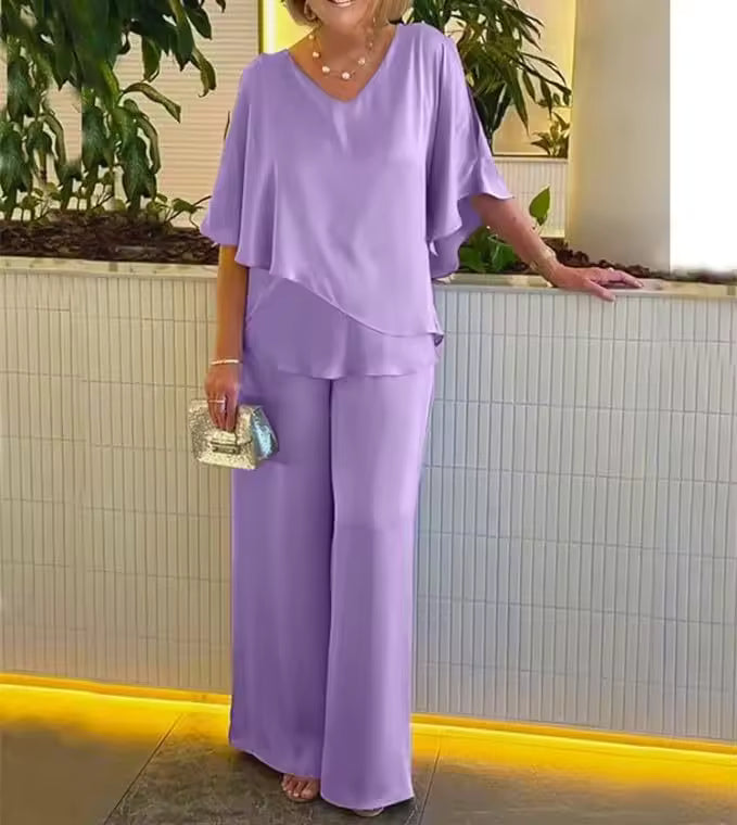 Women's Two-Piece Set with Elegant Flair