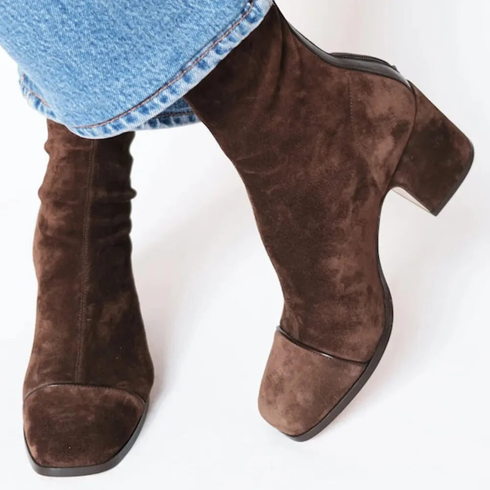 Women's Square toe heeled boots