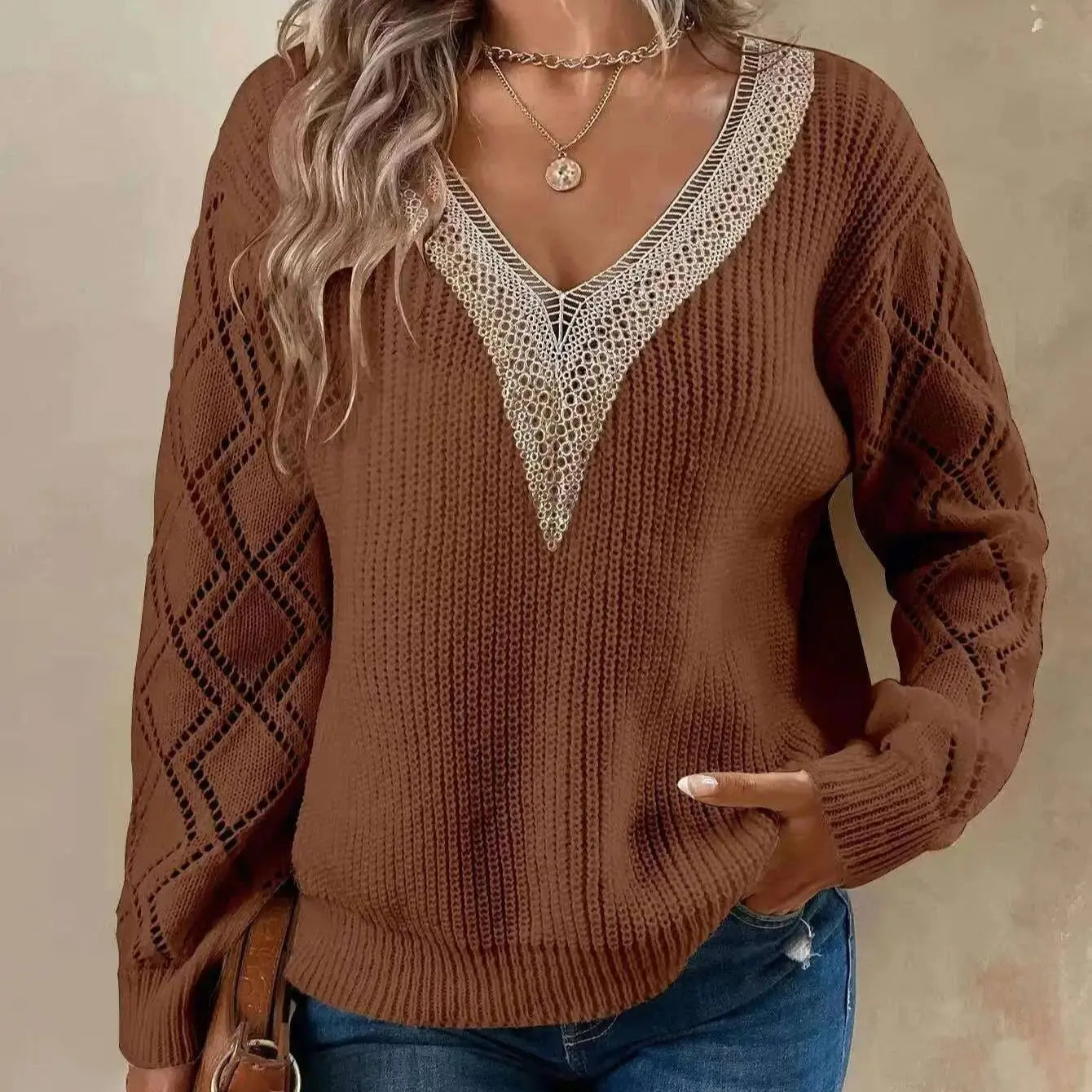 Women's Solid V Neck Sweater
