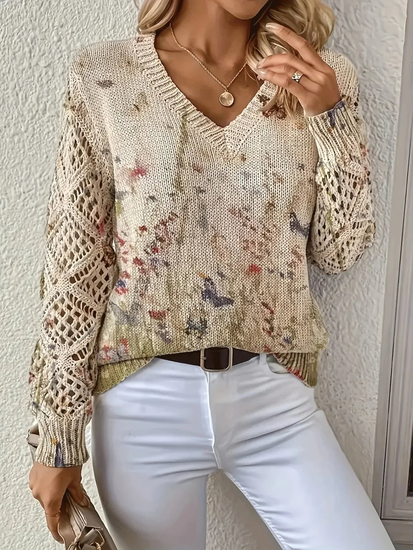 Women's Elegant Floral Pullover