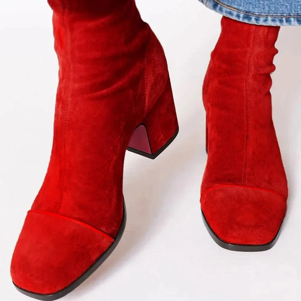 Women's Square toe heeled boots