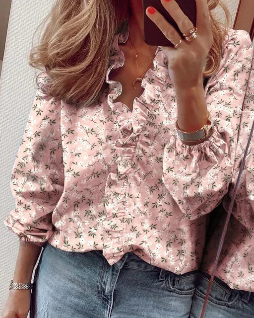 Women's Feminine Blouse with Playful Ruffles