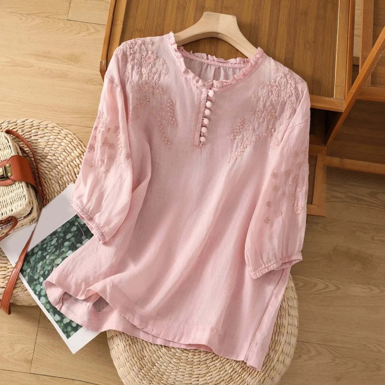Women's Floral Button-Front Blouse