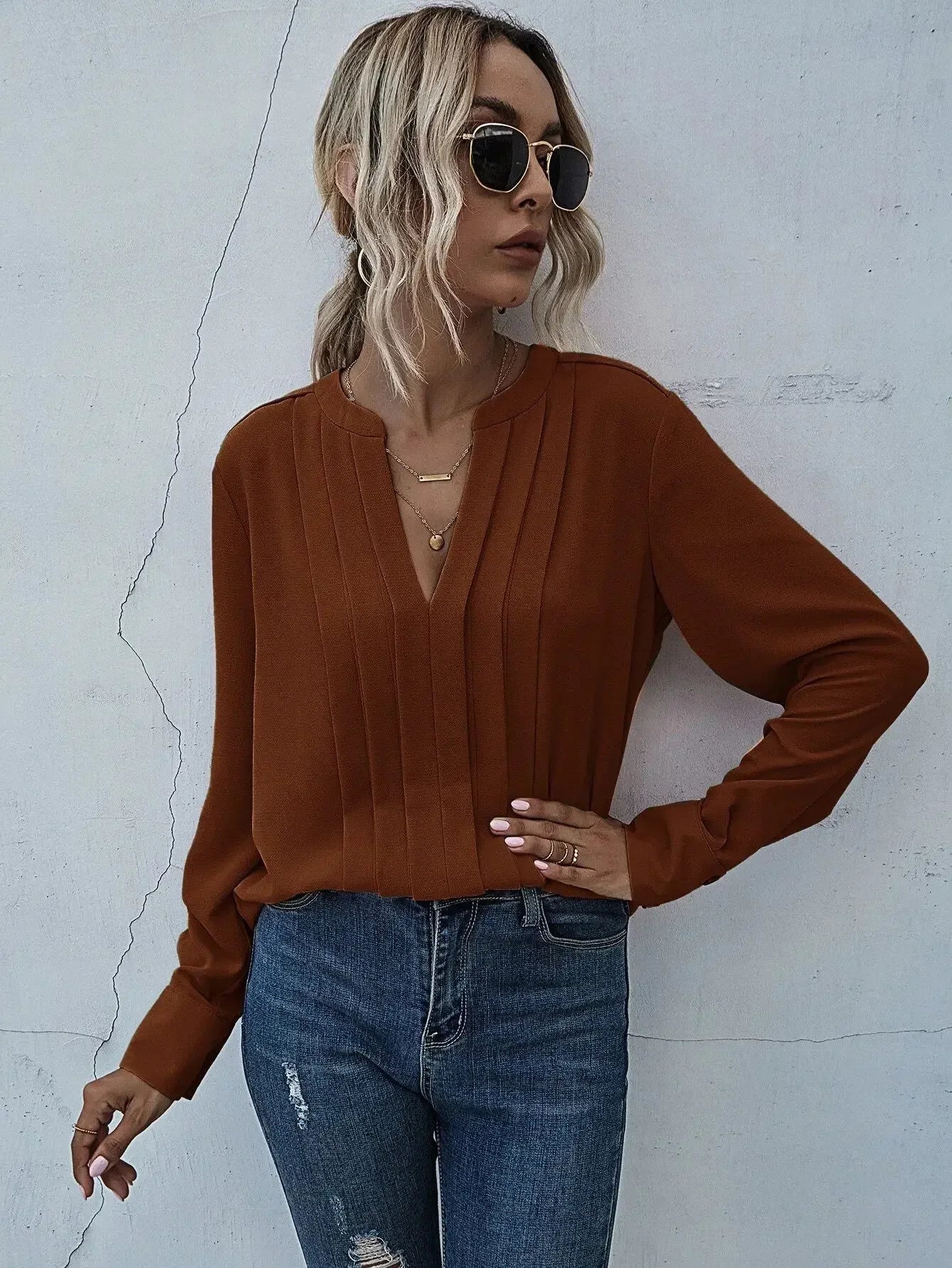 Women's Elegant Pleated Blouse