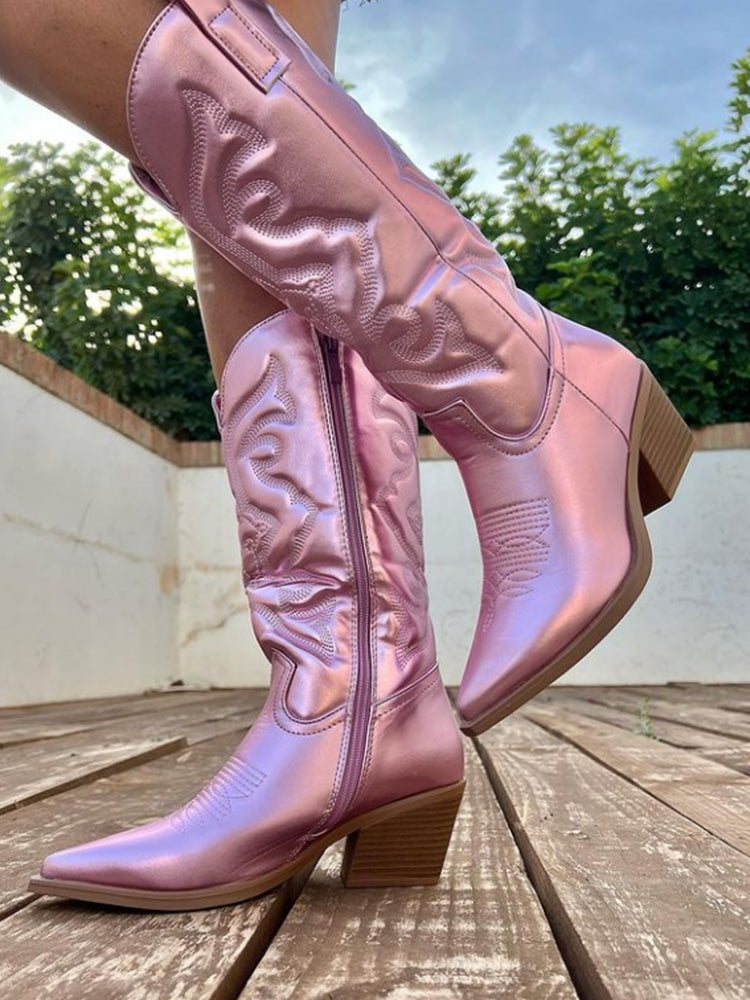 Women's Elegant Metallic Cowboy Boots