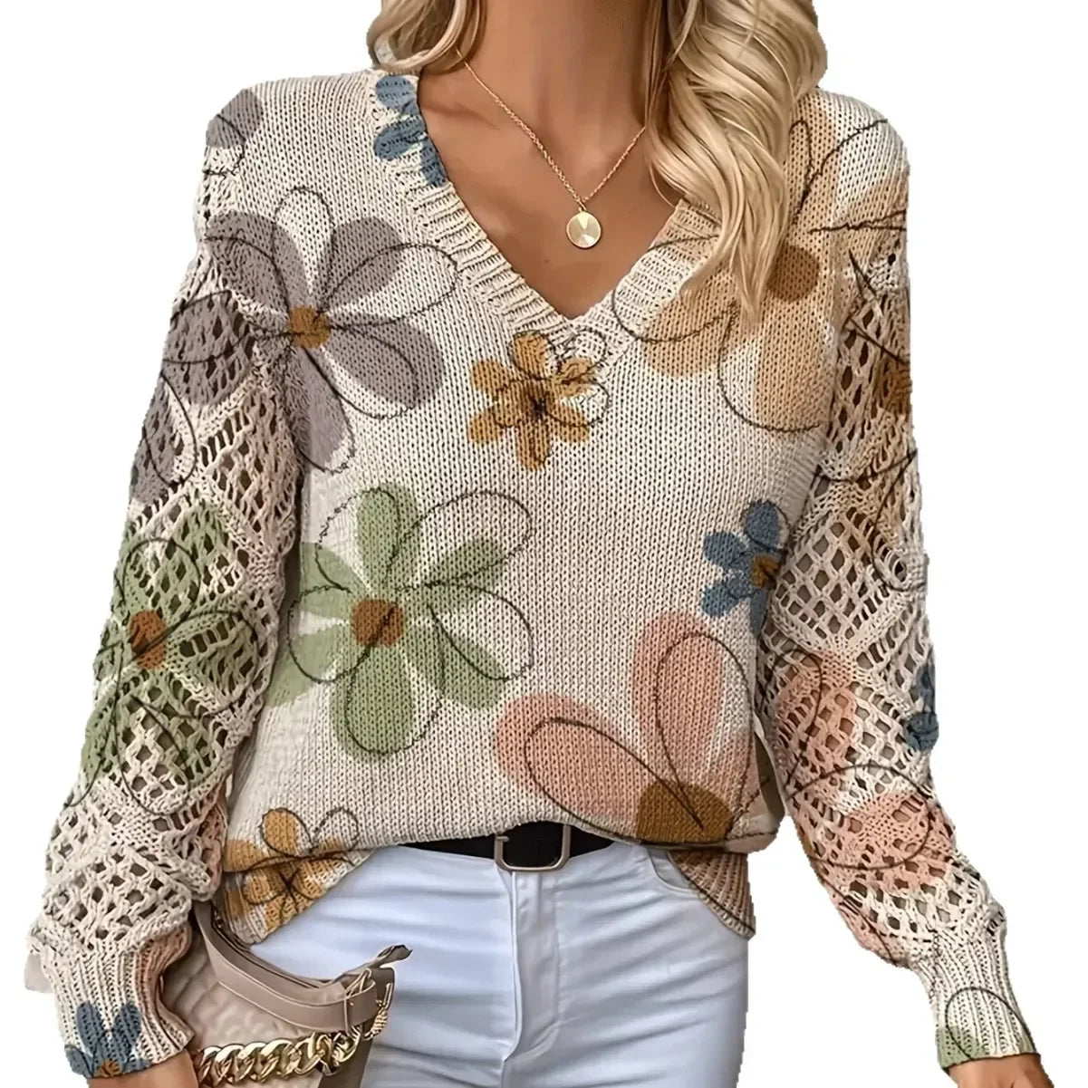 Women's Elegant Floral Pullover