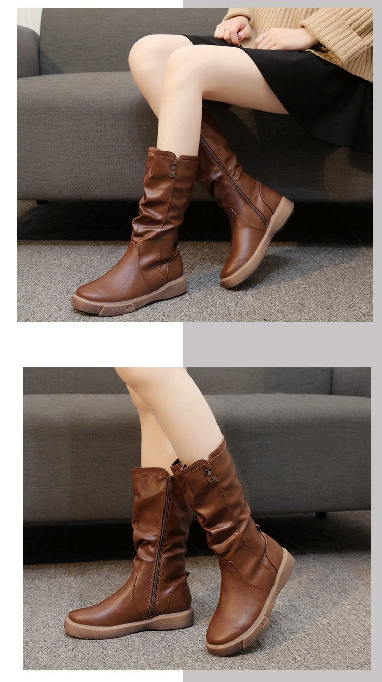 Women's Waterproof Vegan Leather Boots with Zipper