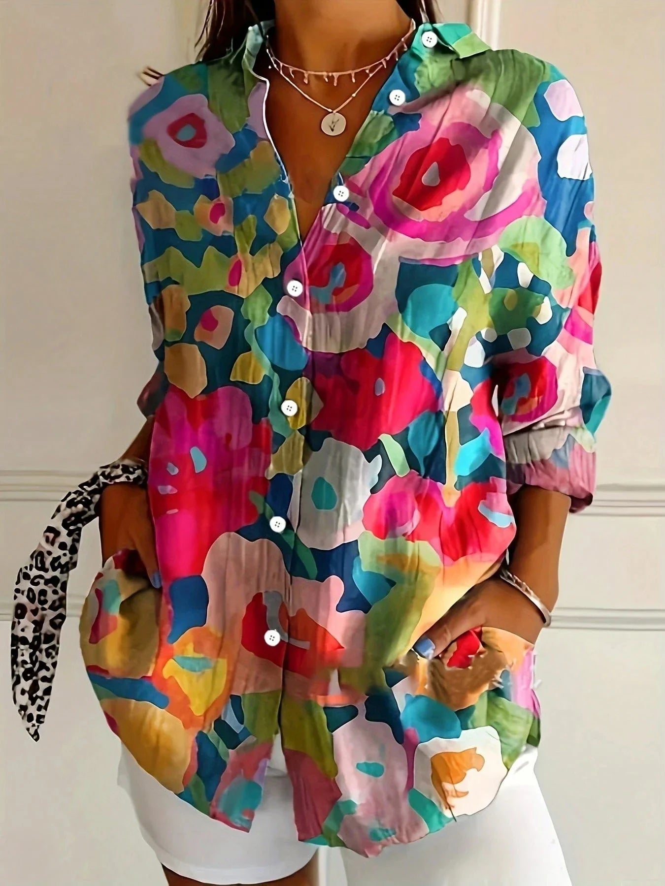 Women's Colorful Blouse with Playful Print