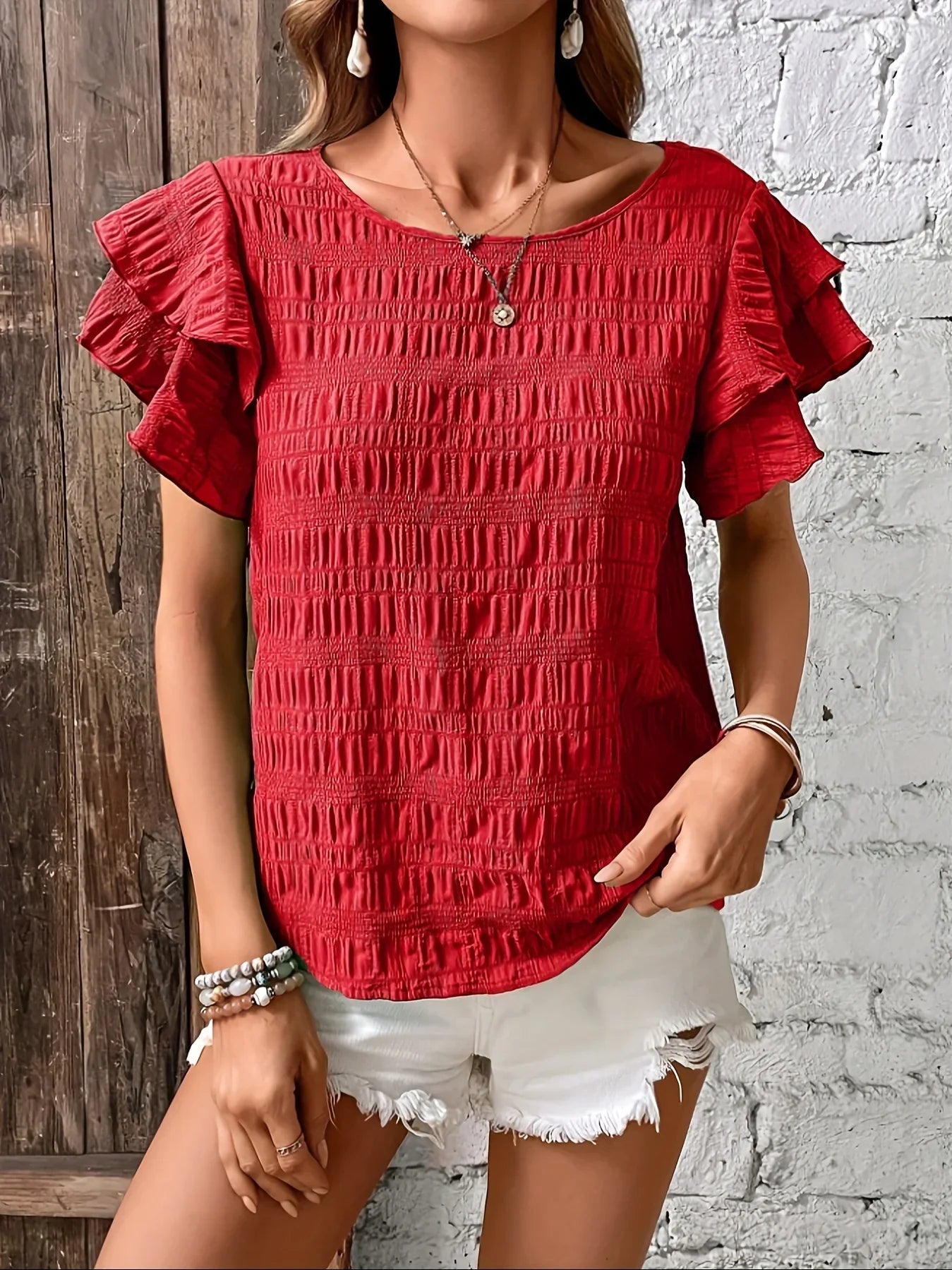 Women's Light & Breezy Blouse with Fun Ruffles