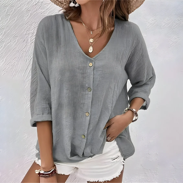 Women's Relaxed Button-Up Blouse