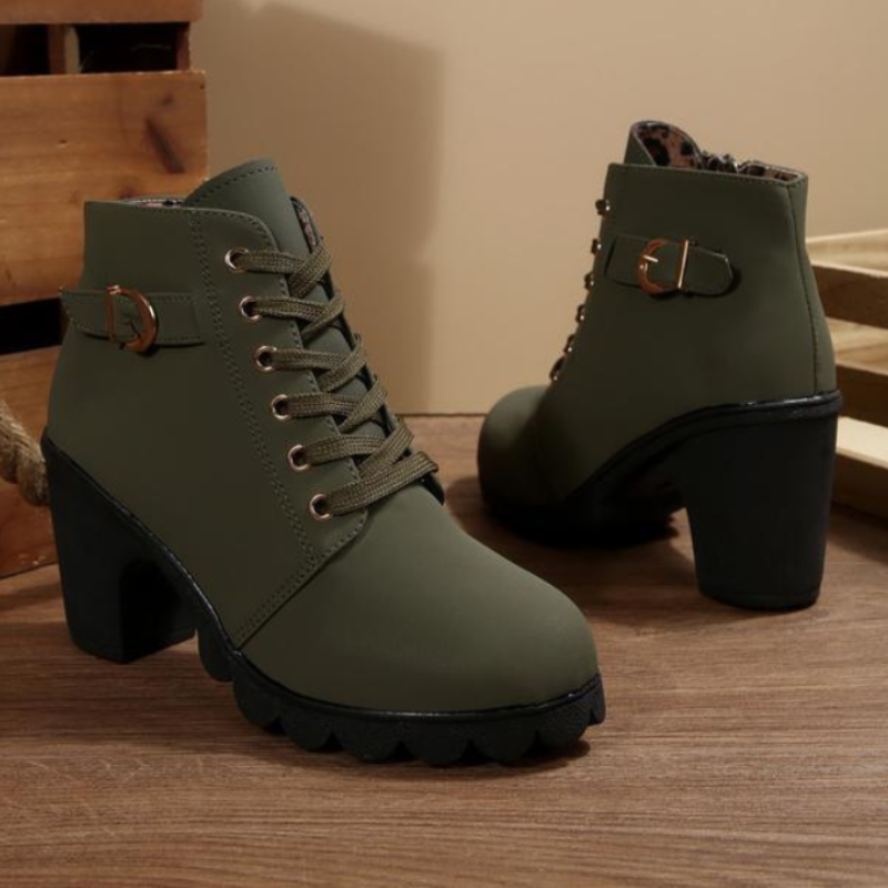 Women's Chic Lace-Up Chunky Ankle Boots