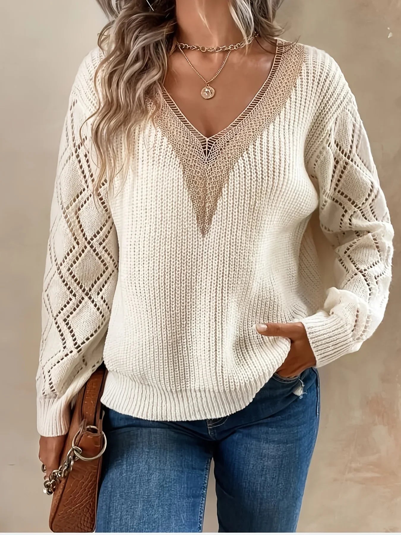 Women's Solid V Neck Sweater