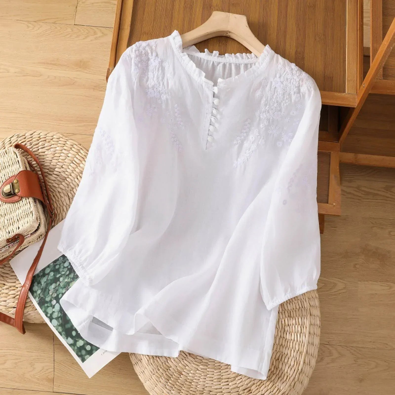 Women's Floral Button-Front Blouse